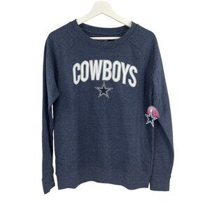 Cowboys Her Style NWT Women's Crewneck Sweatshirt M  Cotton Blend Blue Relaxed F